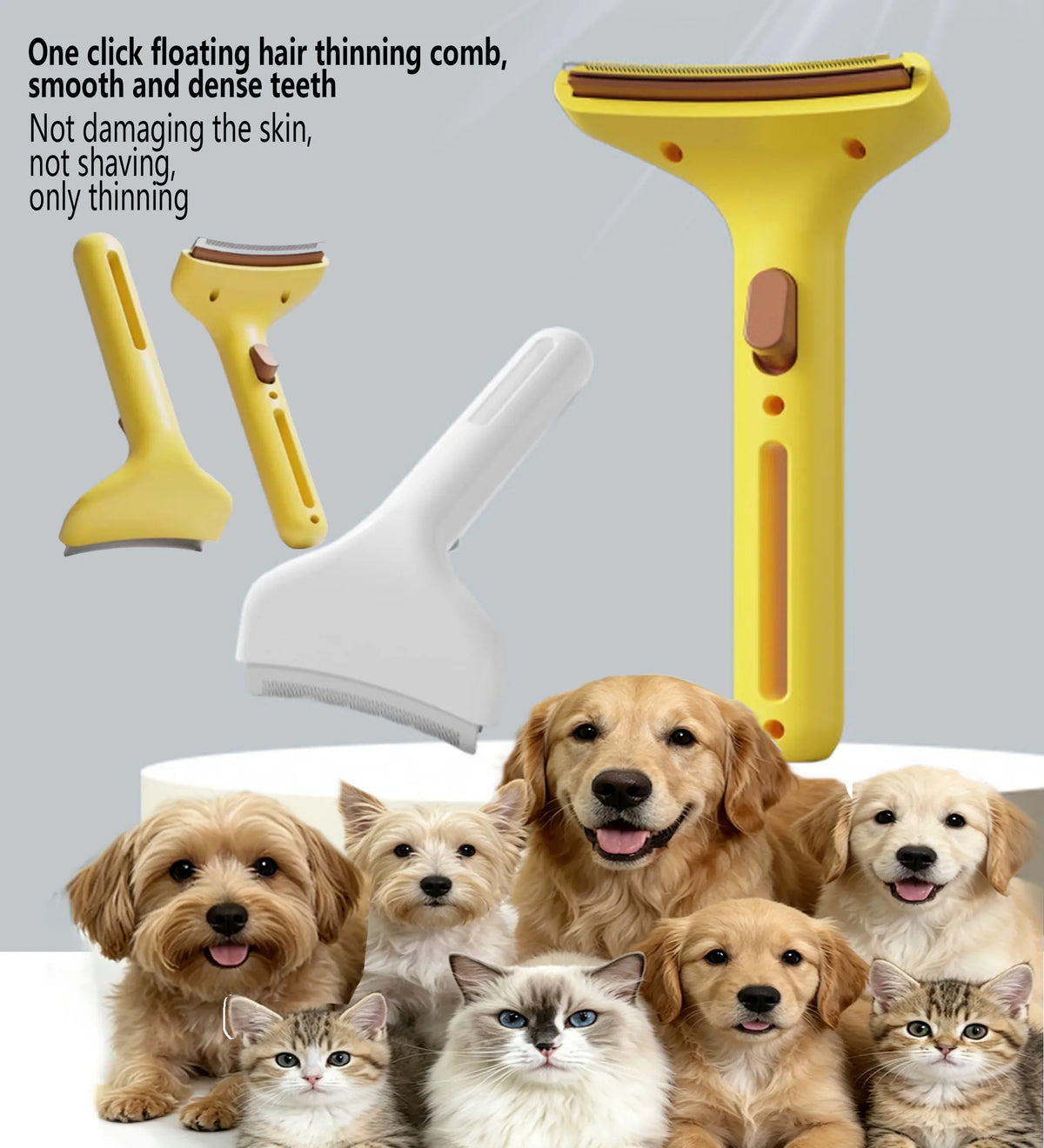 Modern Stocked Pet Deshedding Thinning Brush Arc Blade 15 Degree Curved Handle Grooming Comb for Cats Dogs Small Pets