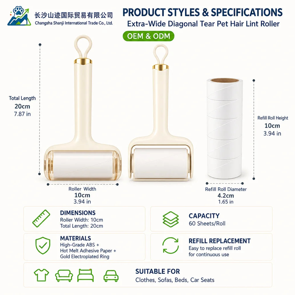 Ready Stock Pet Lint Roller Tearable Paper New Luxury Hair Remover For Clothes Carpet Household Pet Hair Cleaning Supplies