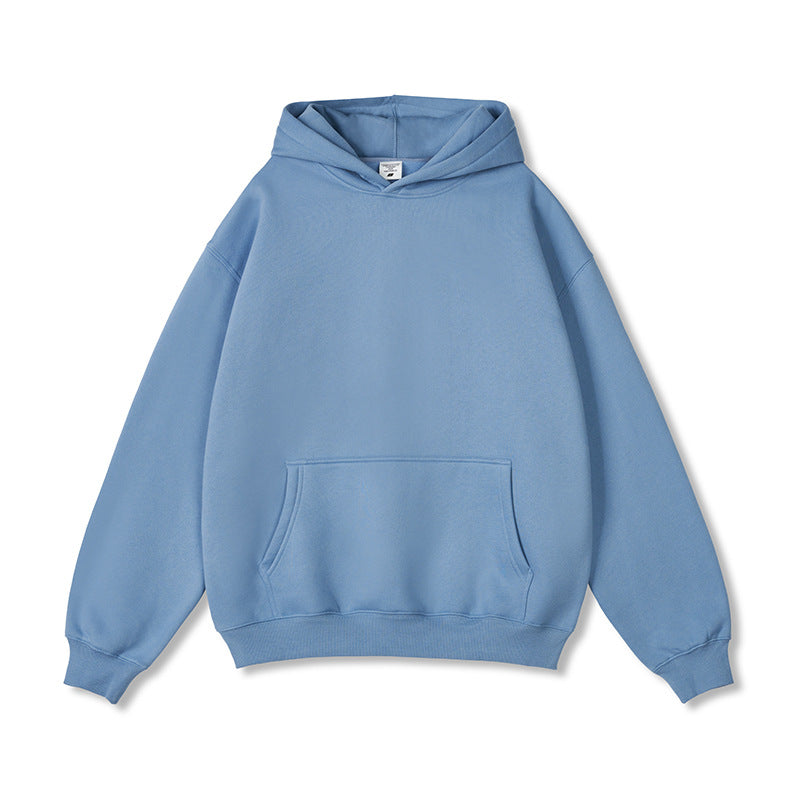 2026 Autumn and Winter 350g Fleece-Lined Trendy Brand Hooded Sweatshirt for Men, Solid Color, Loose Fit, Thickened Oversize Jacket, Cross-Border