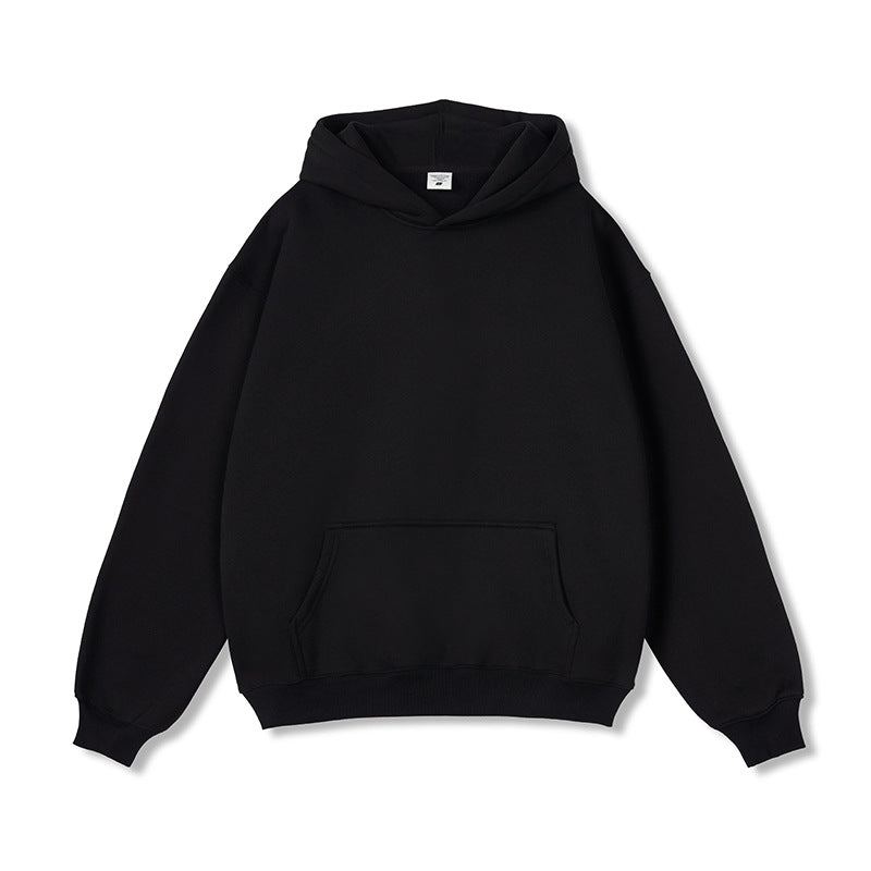 2026 Autumn and Winter 350g Fleece-Lined Trendy Brand Hooded Sweatshirt for Men, Solid Color, Loose Fit, Thickened Oversize Jacket, Cross-Border