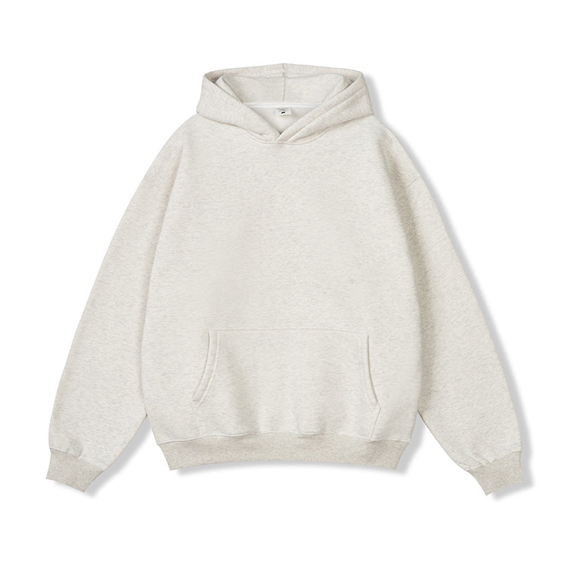 2026 Autumn and Winter 350g Fleece-Lined Trendy Brand Hooded Sweatshirt for Men, Solid Color, Loose Fit, Thickened Oversize Jacket, Cross-Border