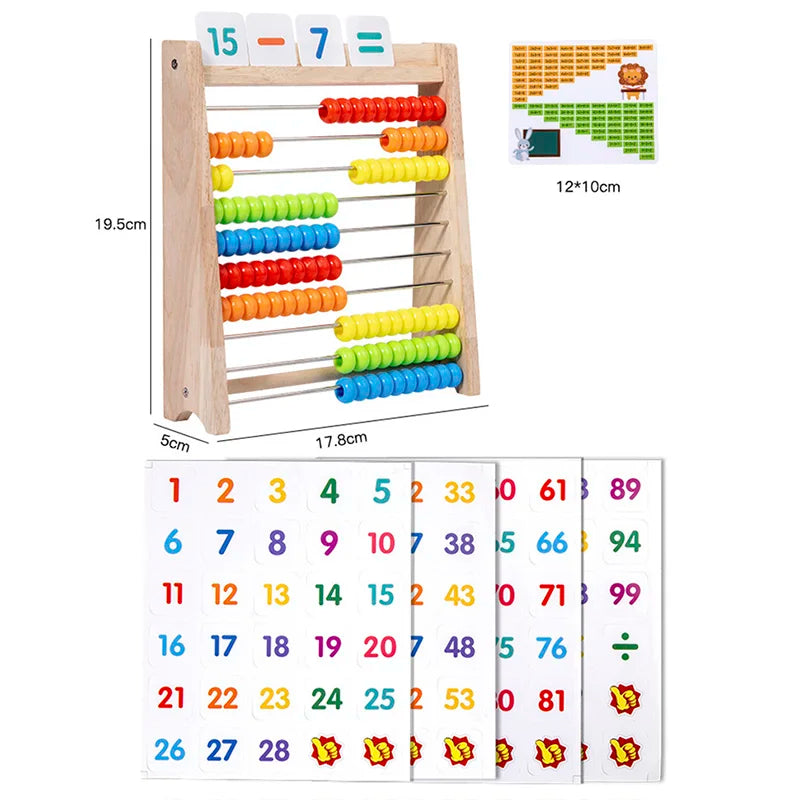 Wooden Calculation Frame Ten Level Arithmetic Rack Children Addition Subtraction Operation Math Toys Montessori Educational Toys