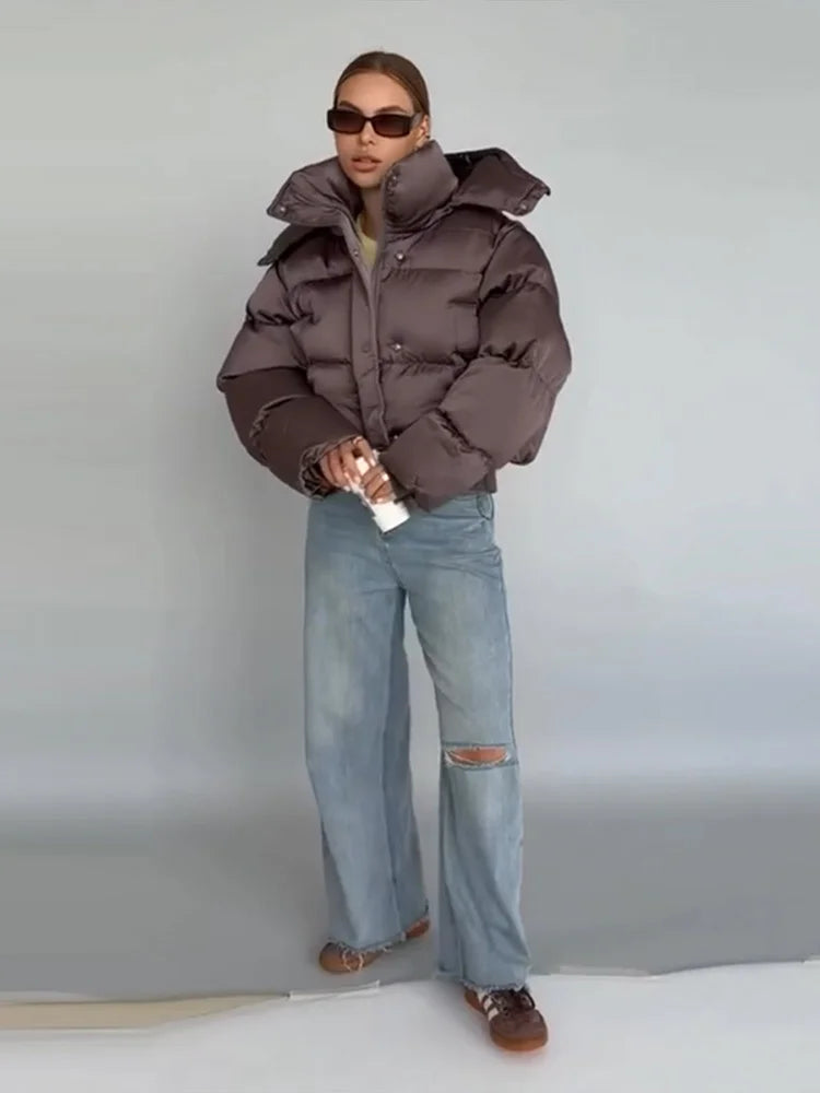 Casual Solid Loose Short Thicken Coat Women Full Sleeve Zippers Hoodie Warm Jackets Female 2026 Fashion Autumn Winter Outwear