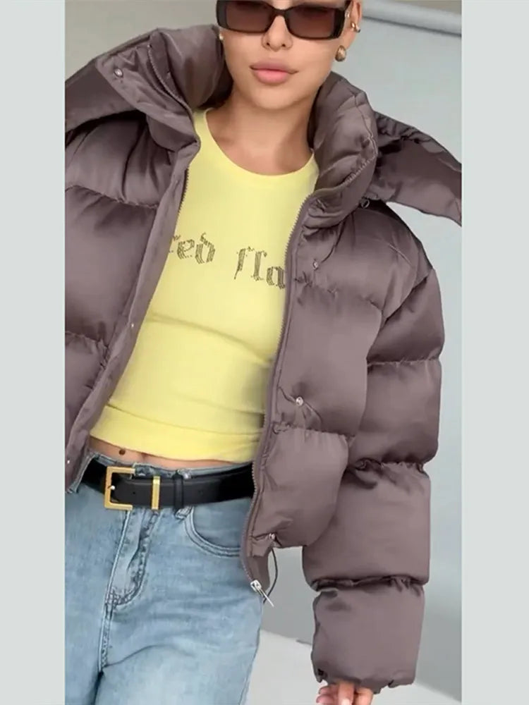 Casual Solid Loose Short Thicken Coat Women Full Sleeve Zippers Hoodie Warm Jackets Female 2026 Fashion Autumn Winter Outwear