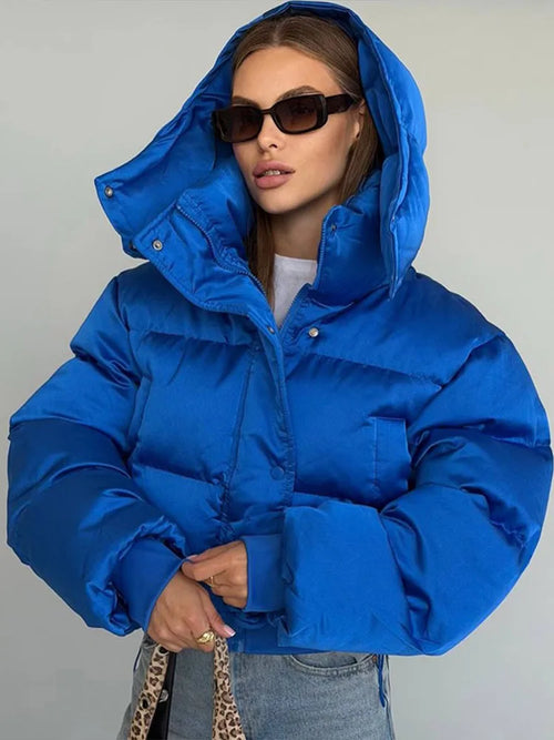 Casual Solid Loose Short Thicken Coat Women Full Sleeve Zippers Hoodie Warm Jackets Female 2026 Fashion Autumn Winter Outwear