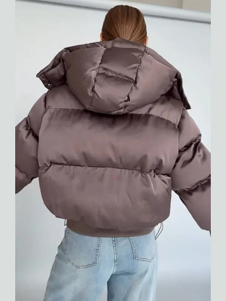 Casual Solid Loose Short Thicken Coat Women Full Sleeve Zippers Hoodie Warm Jackets Female 2026 Fashion Autumn Winter Outwear