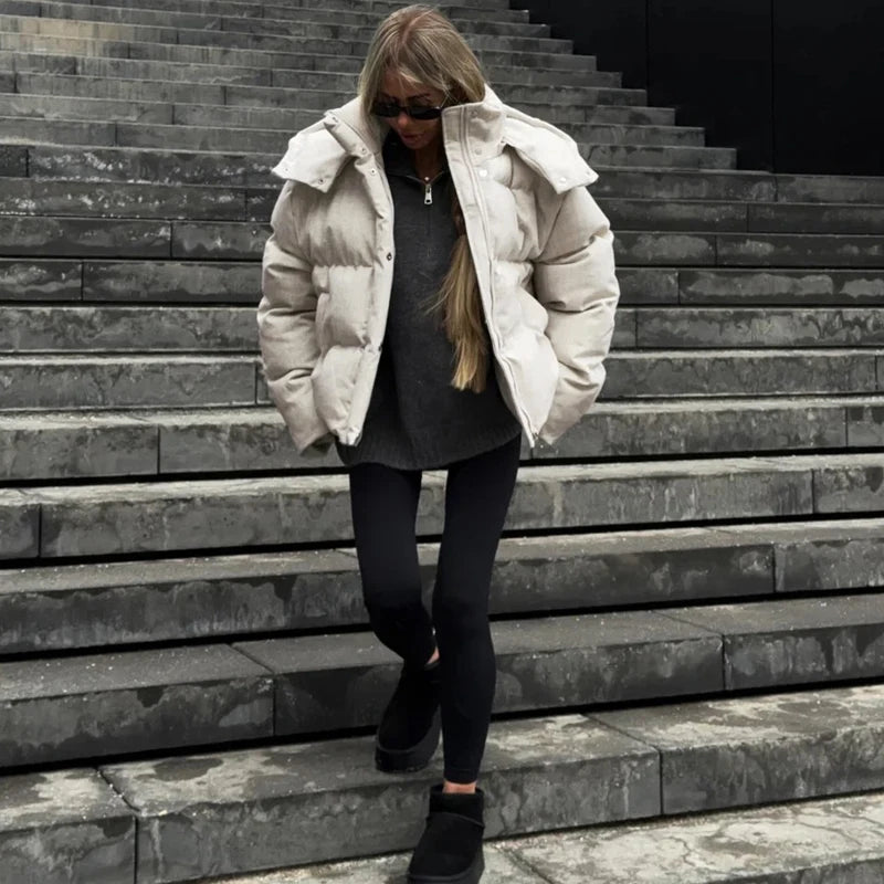 Casual Solid Loose Short Thicken Coat Women Full Sleeve Zippers Hoodie Warm Jackets Female 2026 Fashion Autumn Winter Outwear