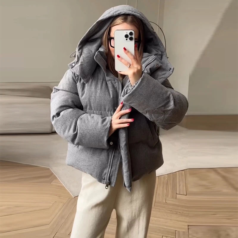 Casual Solid Loose Short Thicken Coat Women Full Sleeve Zippers Hoodie Warm Jackets Female 2026 Fashion Autumn Winter Outwear