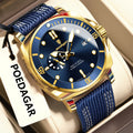 POEDAGAR Fashion Luxury Man Wristwatch Luminous Waterproof Date Sports Watch For Men Business Nylon Leather Quartz Men's Watches