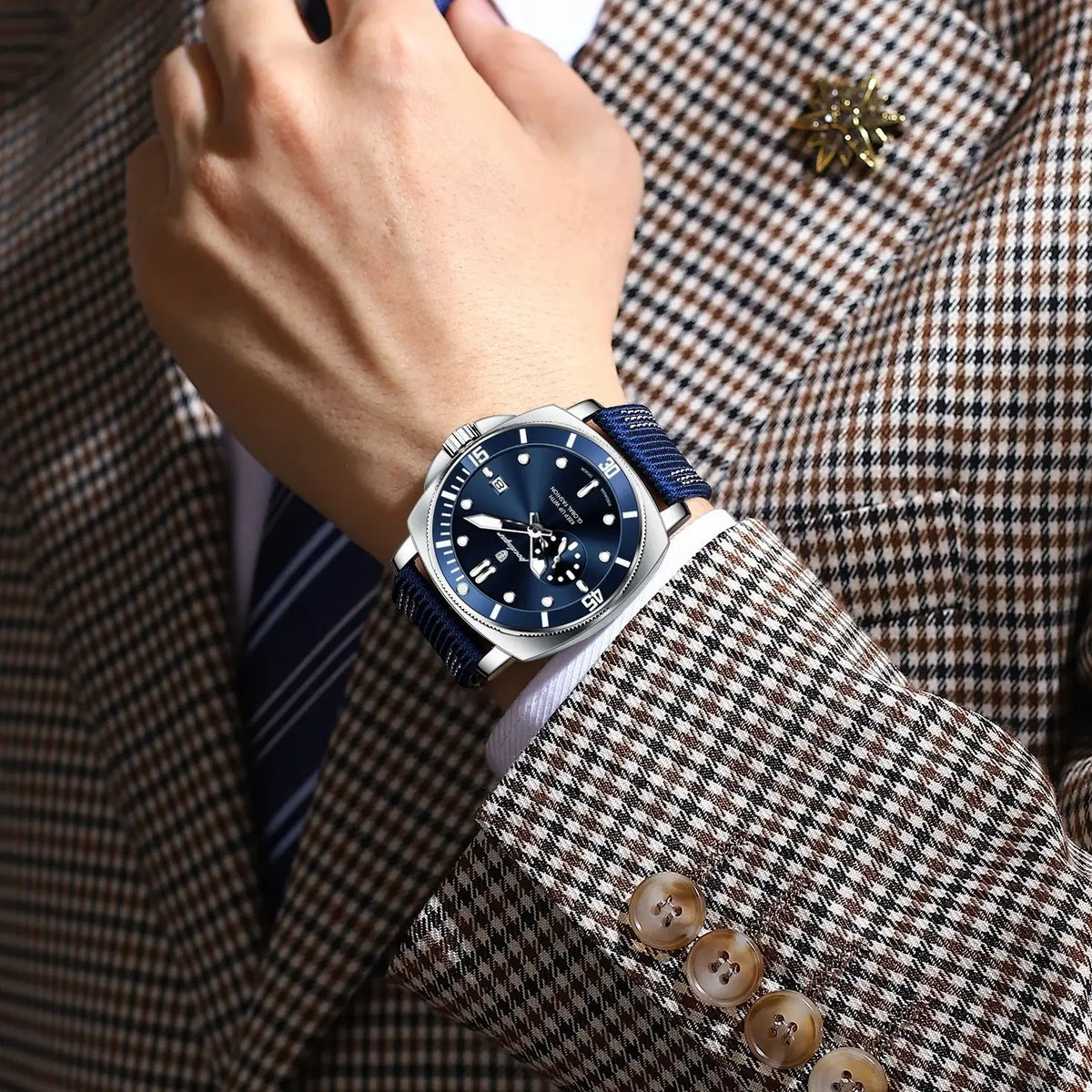 POEDAGAR Fashion Luxury Man Wristwatch Luminous Waterproof Date Sports Watch For Men Business Nylon Leather Quartz Men's Watches