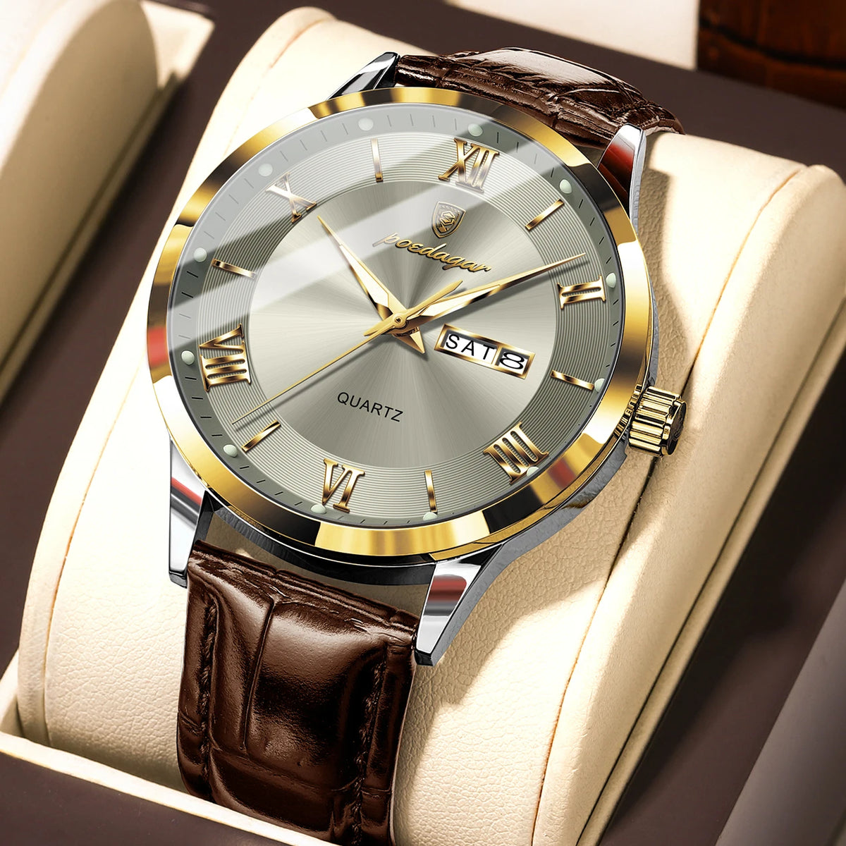 POEDAGAR Luxury Watch For Man Military Sport Leather Men Quartz Watch Waterproof Luminous Date Week Men's Watches Male Reloj+Box