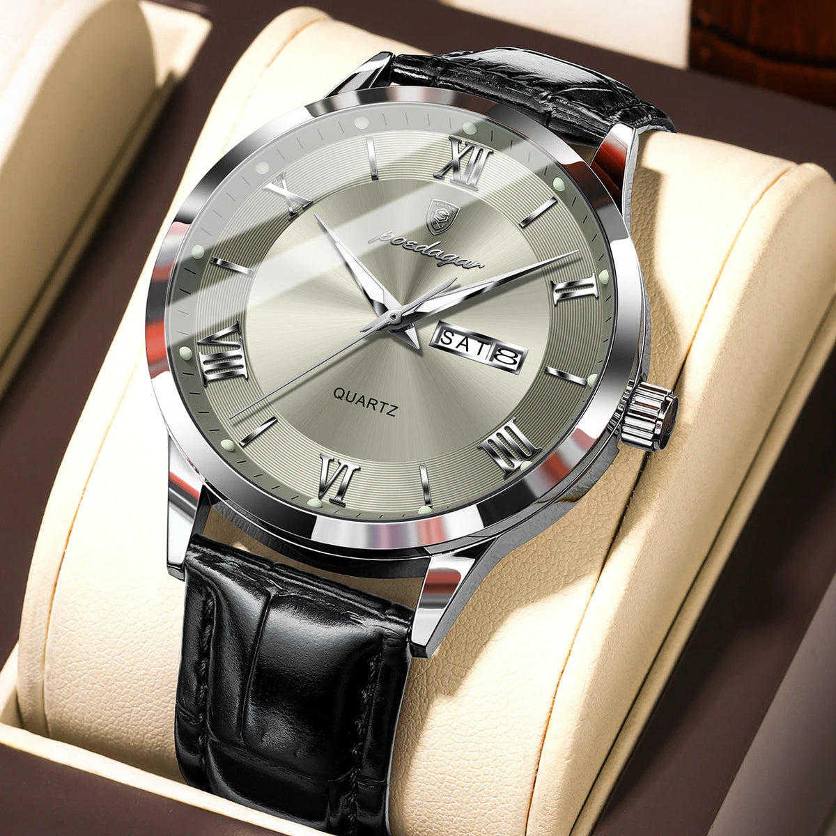 POEDAGAR Luxury Watch For Man Military Sport Leather Men Quartz Watch Waterproof Luminous Date Week Men's Watches Male Reloj+Box