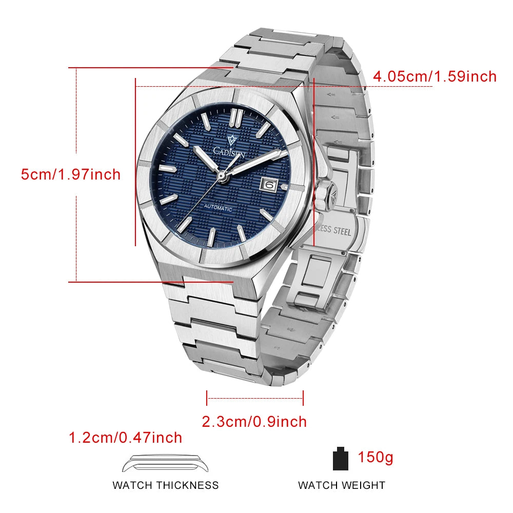 CADISEN 2025 New Mens Watches Luxury Automatic Watch For Men MIYOTA Mechanical 40MM Wristwatch Stainless Steel AR Sapphire Glass
